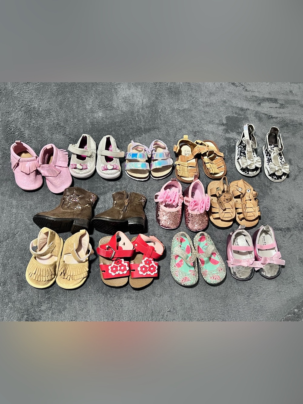 lot of 12 Mixed baby girl shoes size 1 and 2